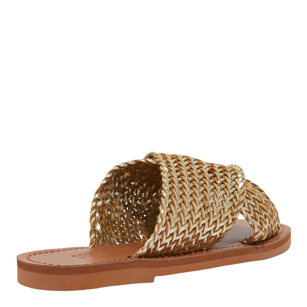 Rasteirinha Gorgurão Santa Lolla Shiny Dourada