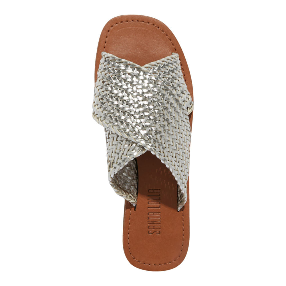 Rasteirinha Gorgurão Santa Lolla Shiny Prata