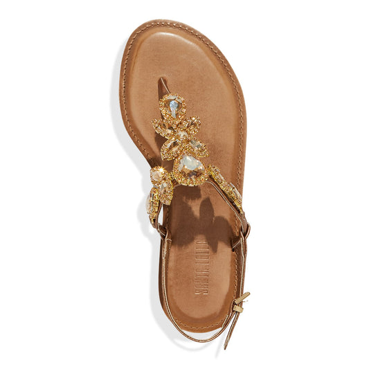 Rasteirinha Pedraria Bronze Santa Lolla Metalizada