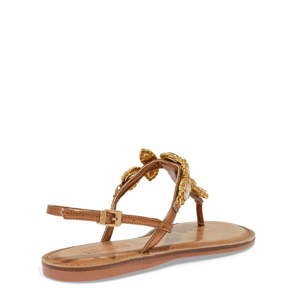 Rasteirinha Pedraria Bronze Santa Lolla Metalizada