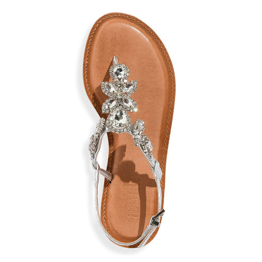 Rasteirinha Pedraria Prata Santa Lolla Metalizada