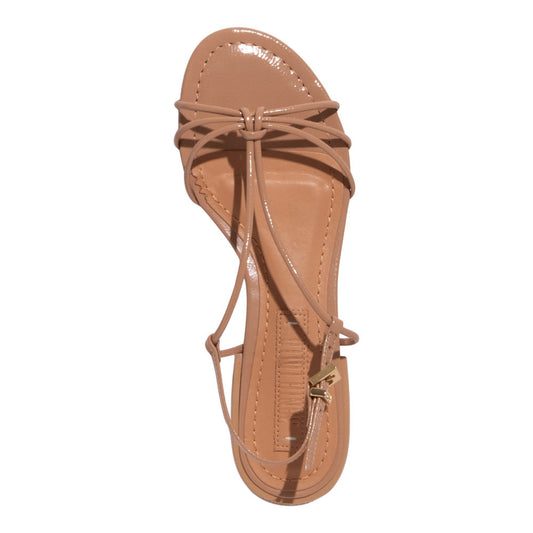 Rasteirinha Santa Lolla Bege Verniz Tiras Bico Redondo