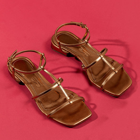 Rasteirinha Santa Lolla Bronze Metalizada Saltinho