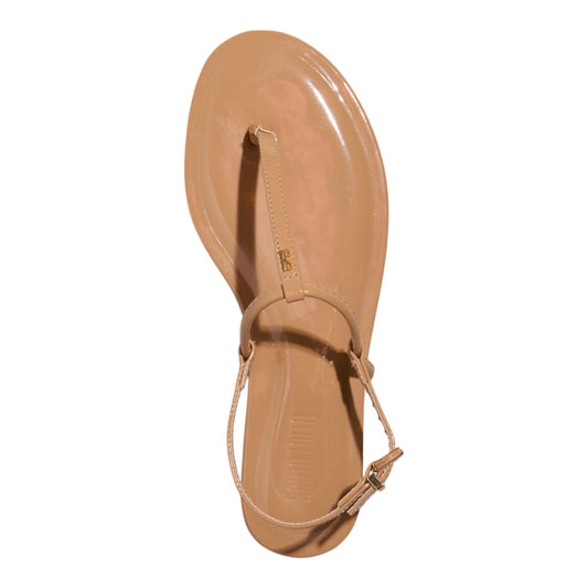 Rasteirinha Santa Lolla Nude Verniz Bico Redondo