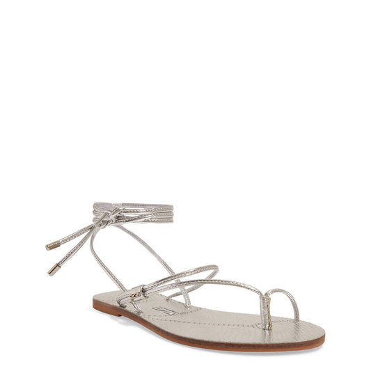 Rasteirinha Santa Lolla Prata Metalizada Amarração