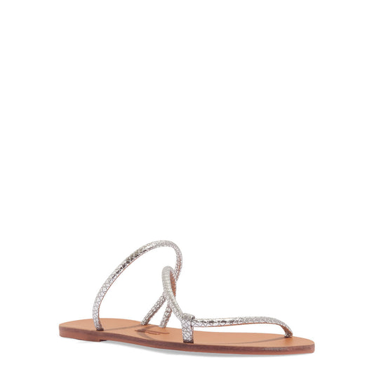 Rasteirinha Santa Lolla Prata Metalizada Cobra