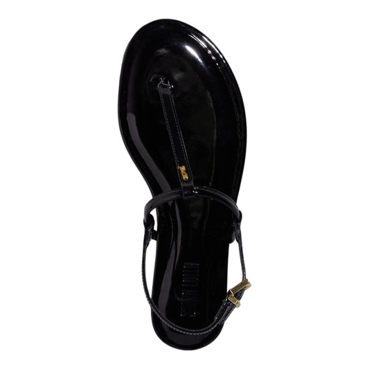 Rasteirinha Santa Lolla Preta Verniz Bico Redondo