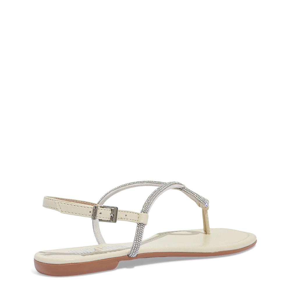 Rasteirinha Santa Lolla Strass Tiras Cruzadas Off White