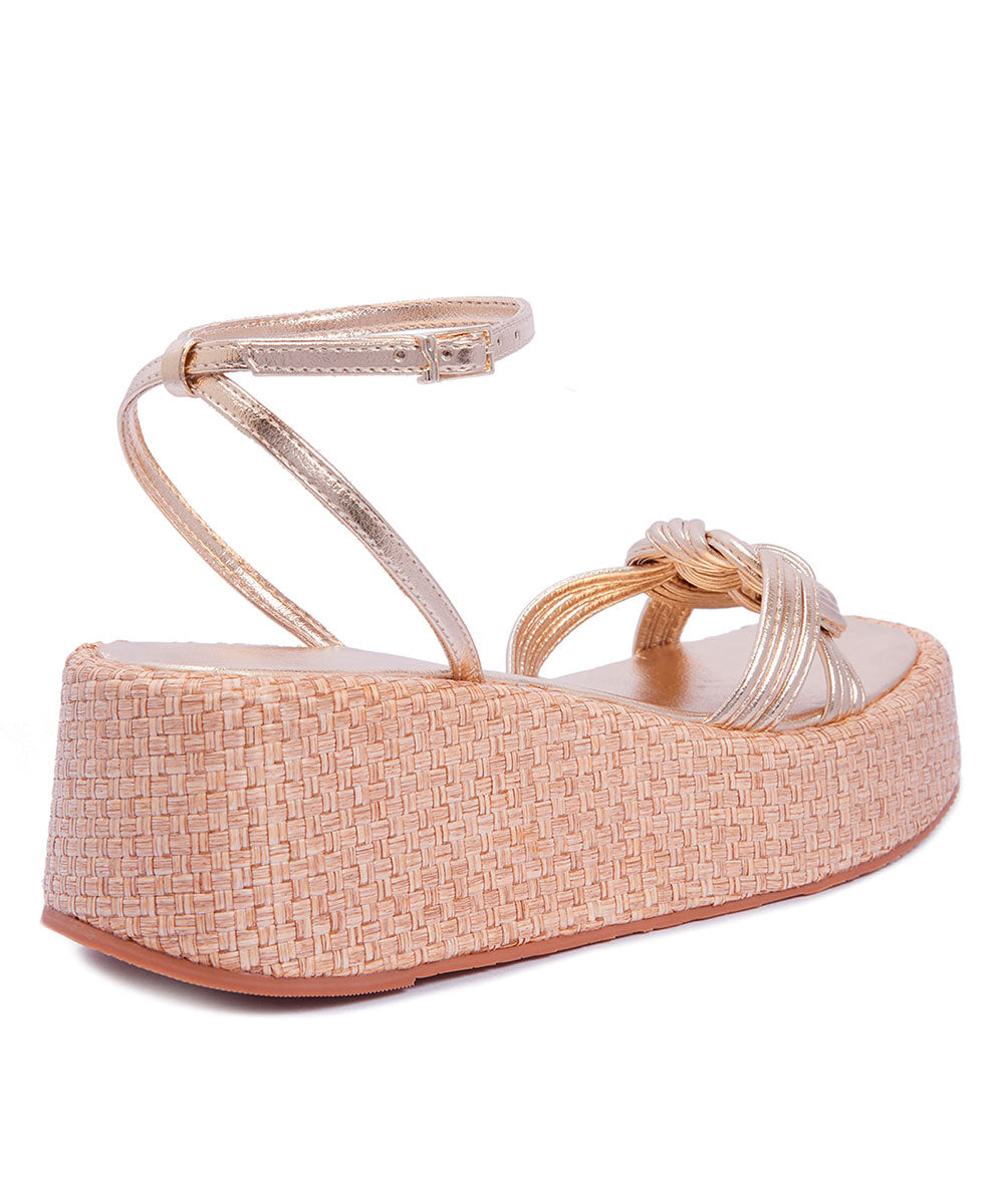 Sandália Espadrilhe Santa Lolla Dourada Metalizada