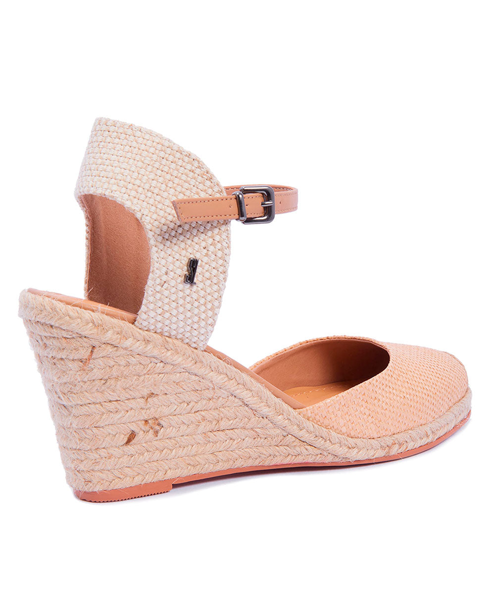 Sandália Espadrilhe Santa Lolla Nude Palha Anabela