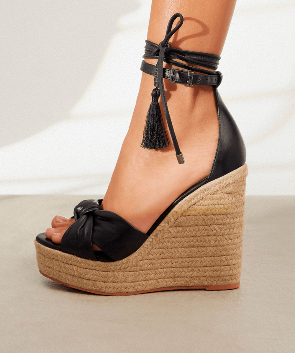Sandália Espadrilhe Santa Lolla Preto Anabela