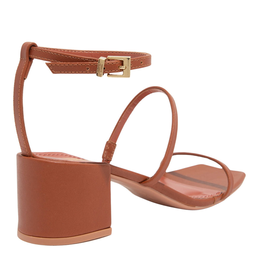 Sandália Marrom Santa Lolla Couro Confort Salto Bloco