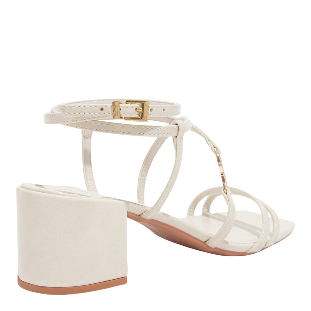 Sandália Off White Santa Lolla Verniz Glossy Salto Bloco Baixo