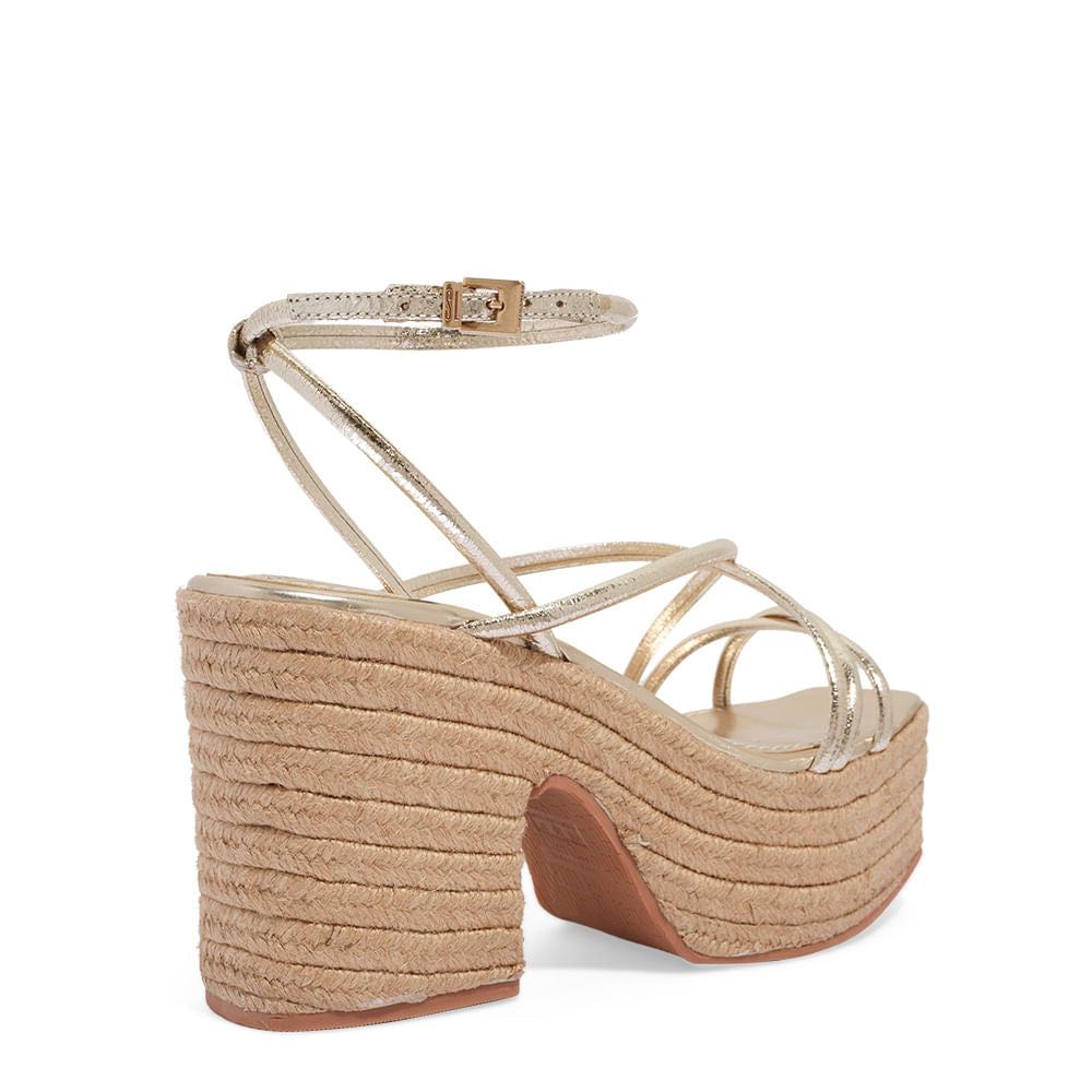 Sandália Plataforma Dourada Santa Lolla Salto Corda