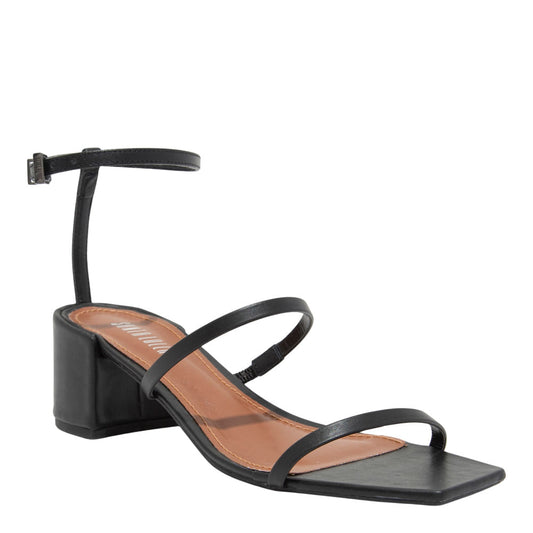 Sandália Preta Santa Lolla Couro Confort Salto Bloco