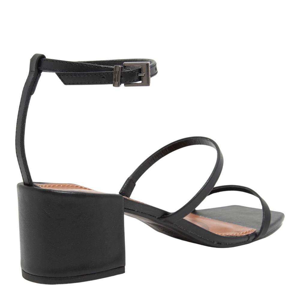 Sandália Preta Santa Lolla Couro Confort Salto Bloco