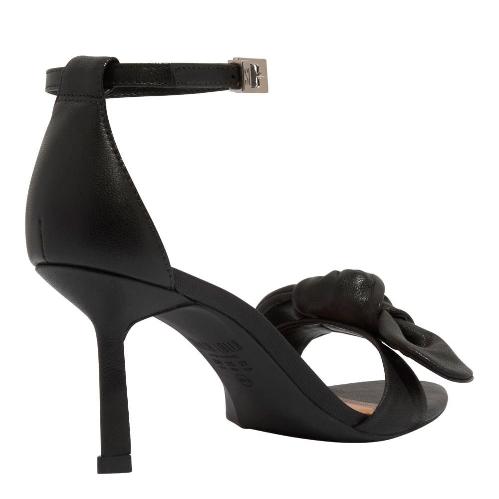 Sandália Preta Santa Lolla Salto Alto Fino Laço