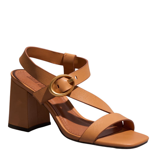 Sandália Santa Lolla Bege Bege Salto Bloco