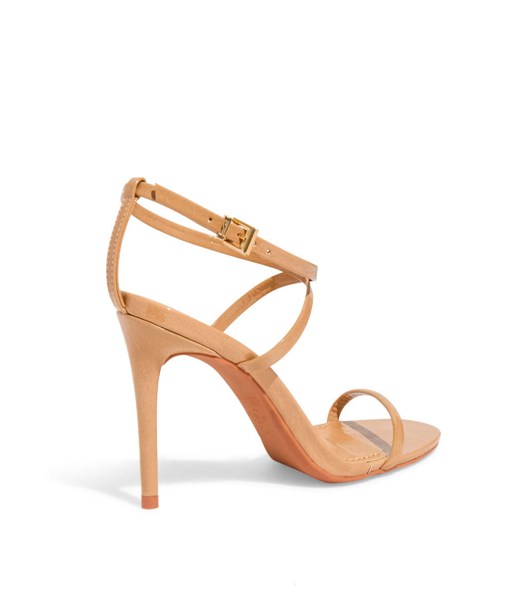 Sandália Santa Lolla Bege Envernizada Salto Fino