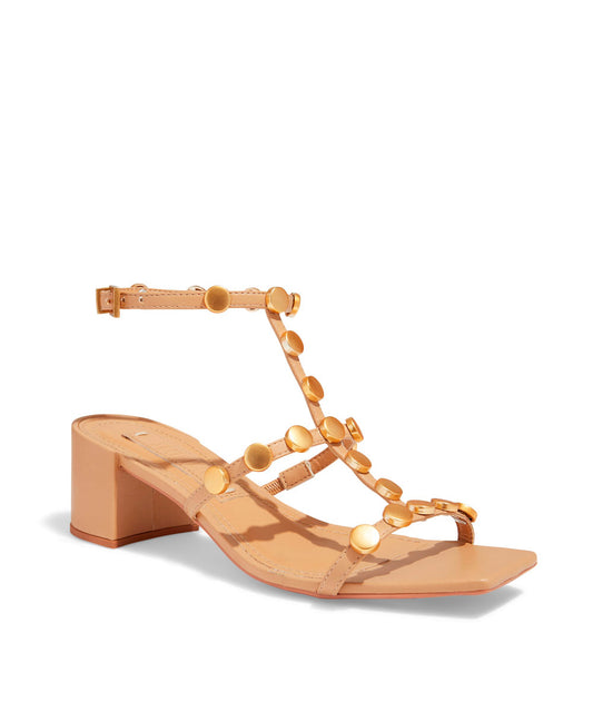 Sandália Santa Lolla Bege Salto Bloco Bico Quadrado