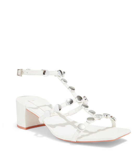 Sandália Santa Lolla Branca Bico Quadrado Salto Bloco