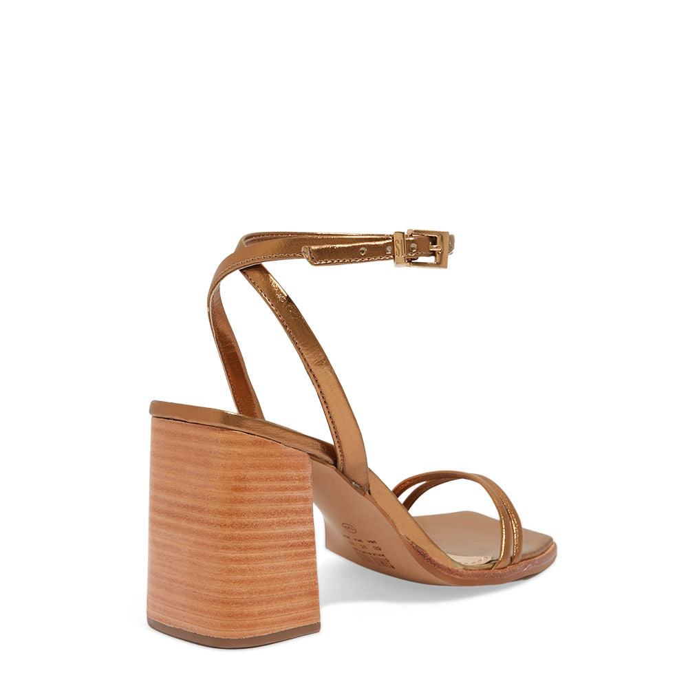 Sandália Santa Lolla Bronze Metalizada Salto Bloco
