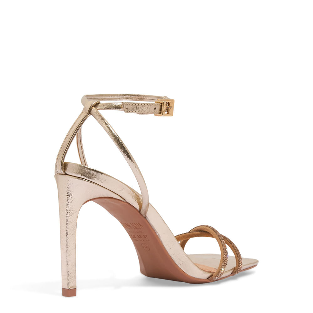 Sandália Santa Lolla Dourada Metalizada Salto Alto Fino