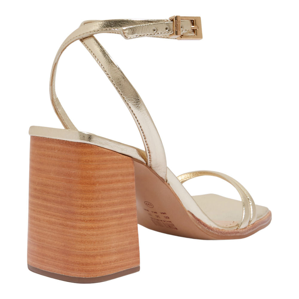 Sandália Santa Lolla Dourada Metalizada Salto Bloco