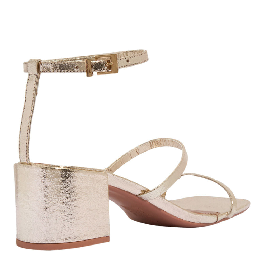 Sandália Santa Lolla Dourada Metalizada Salto Grosso