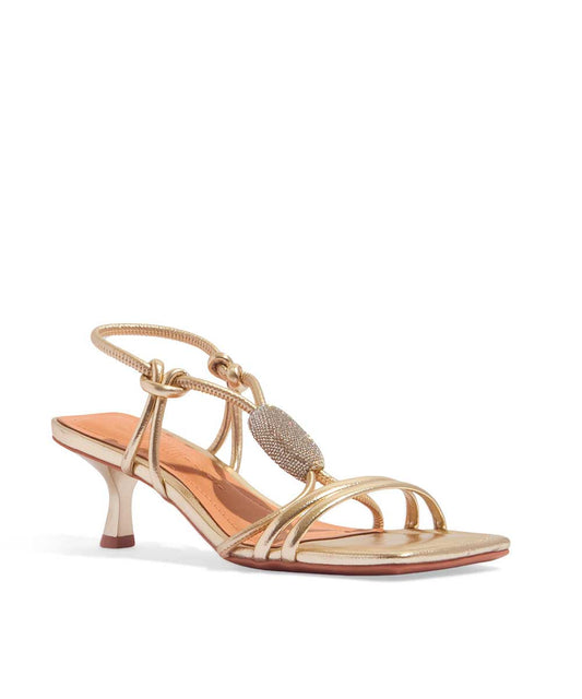 Sandália Santa Lolla Dourada Metalizada Strass