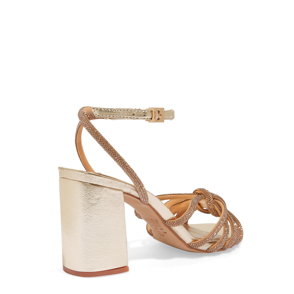 Sandália Santa Lolla Dourada Tiras Strass