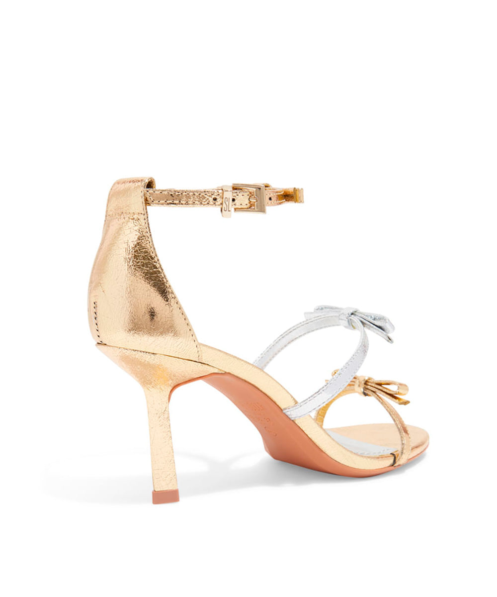 Sandália Santa Lolla Dourado Metalizado Laços