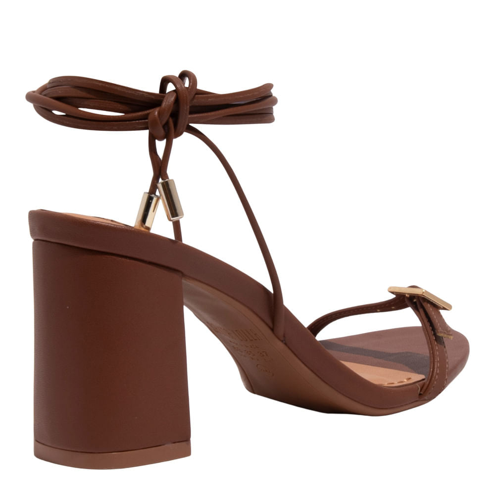 Sandália Santa Lolla Marrom Amarração Salto Bloco Médio