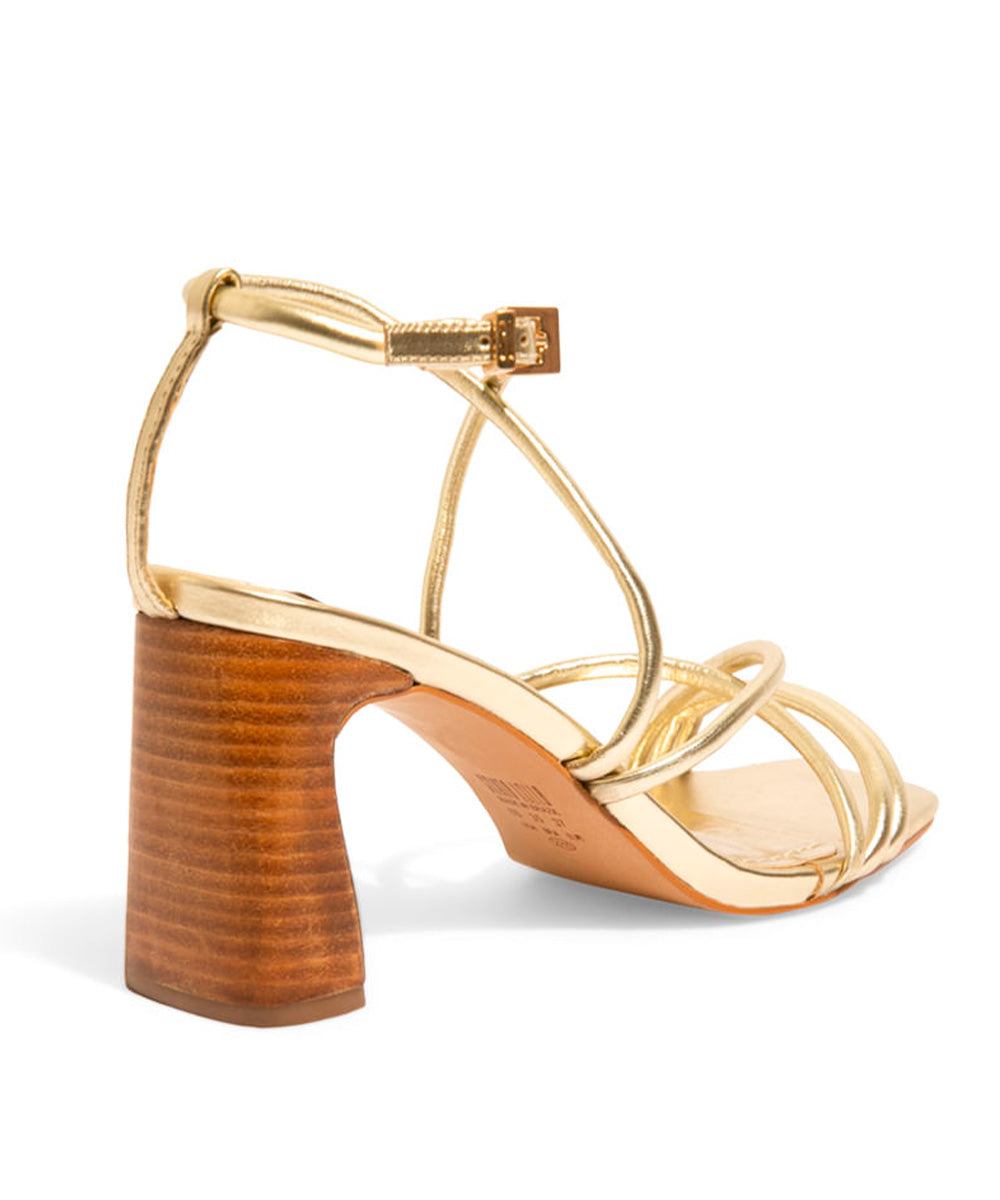 Sandália Santa Lolla Metalizada Dourada Tiras