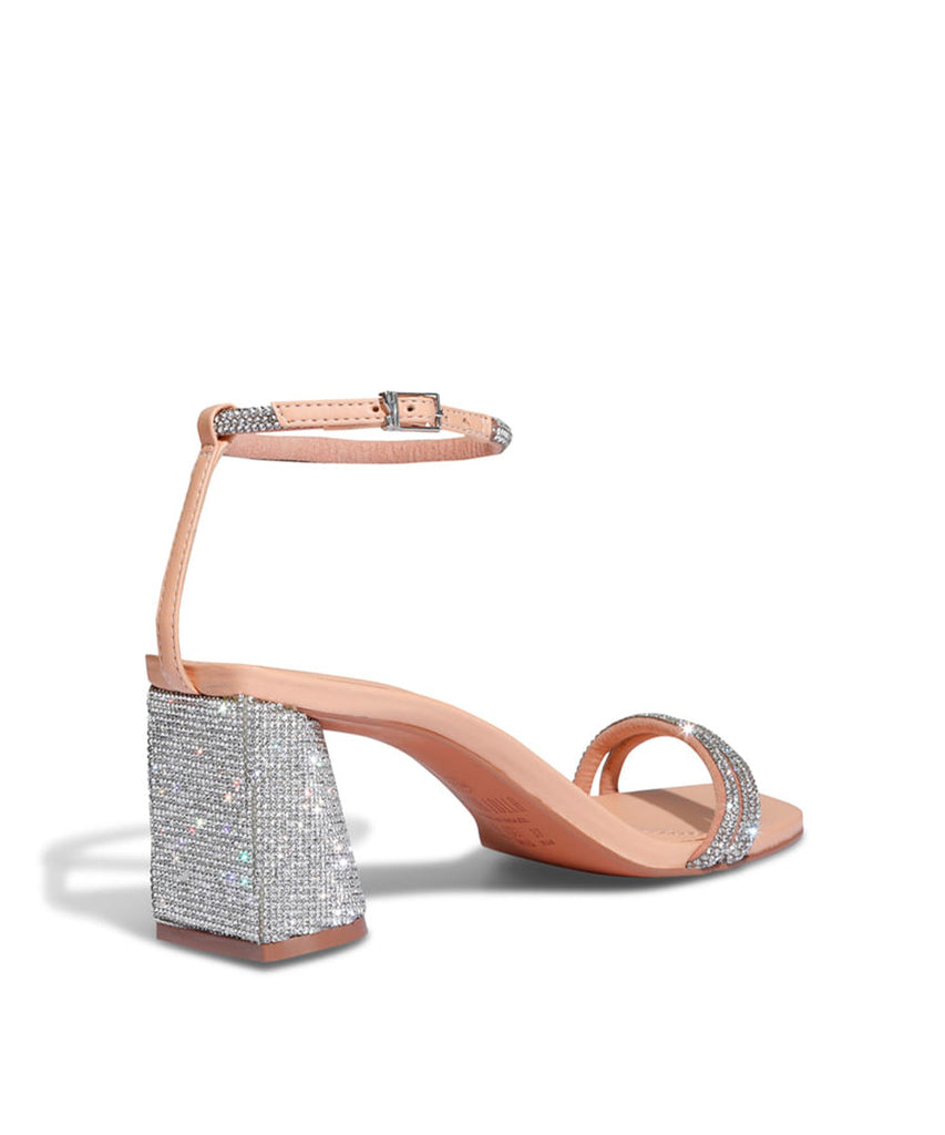 Sandália Santa Lolla Nude Strass Shiny Salto Médio