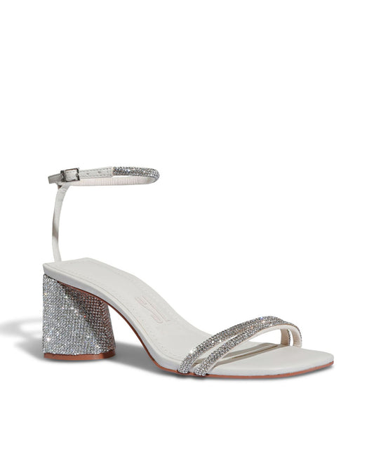 Sandália Santa Lolla Off White Strass Shiny Salto Médio