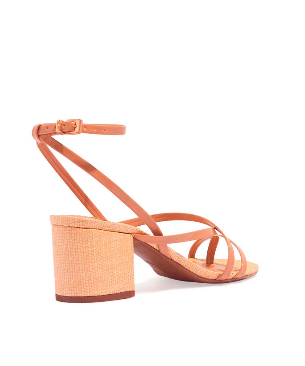 Sandália Santa Lolla Palha Salto Bloco Verniz