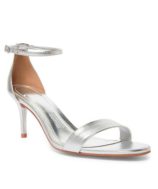 Sandália Santa Lolla Prata Metalizada Salto Fino
