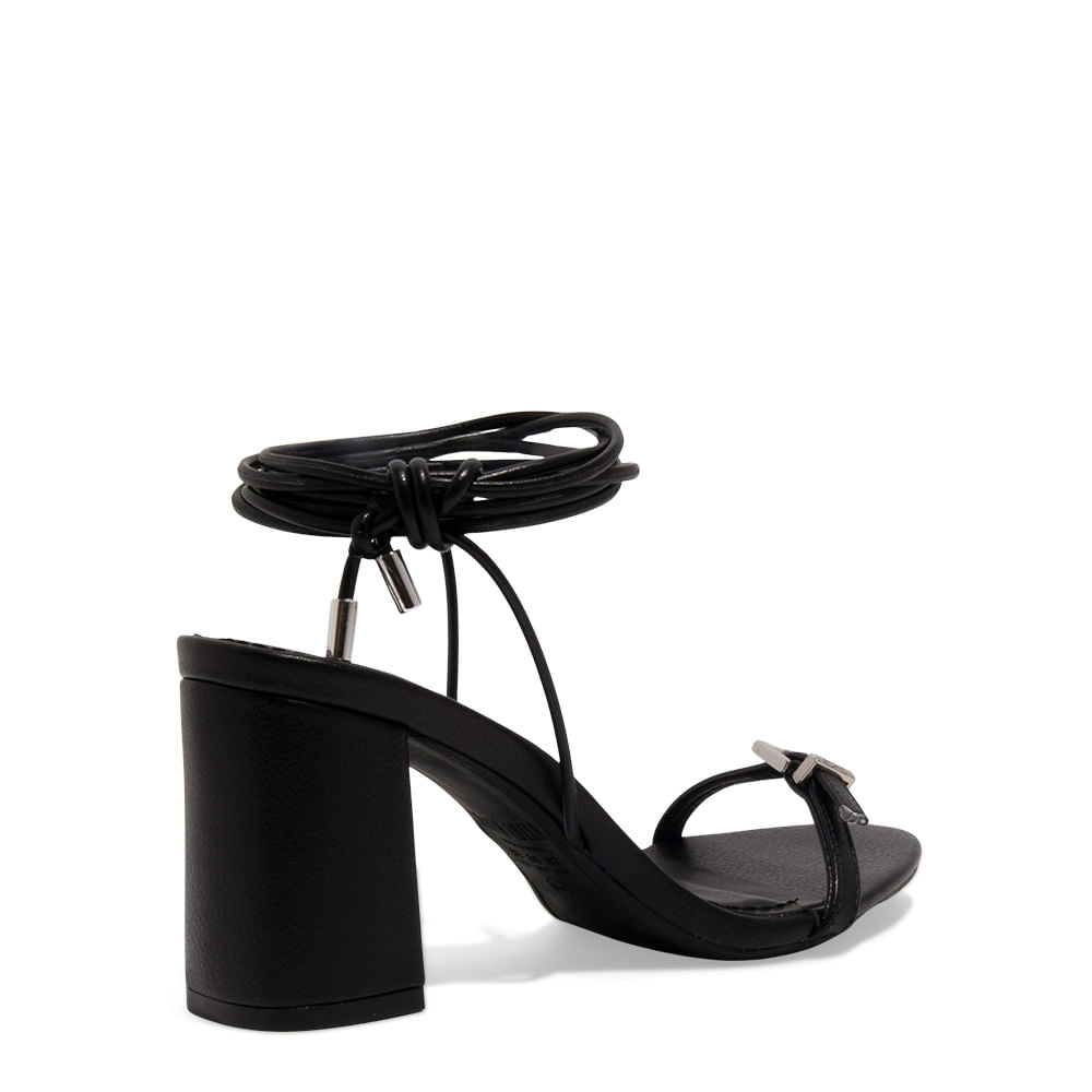 Sandália Santa Lolla Preta Amarração Salto Bloco Médio