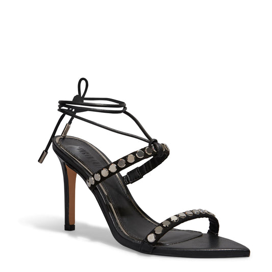 Sandália Santa Lolla Preta Amarração Tiras Em Pedraria