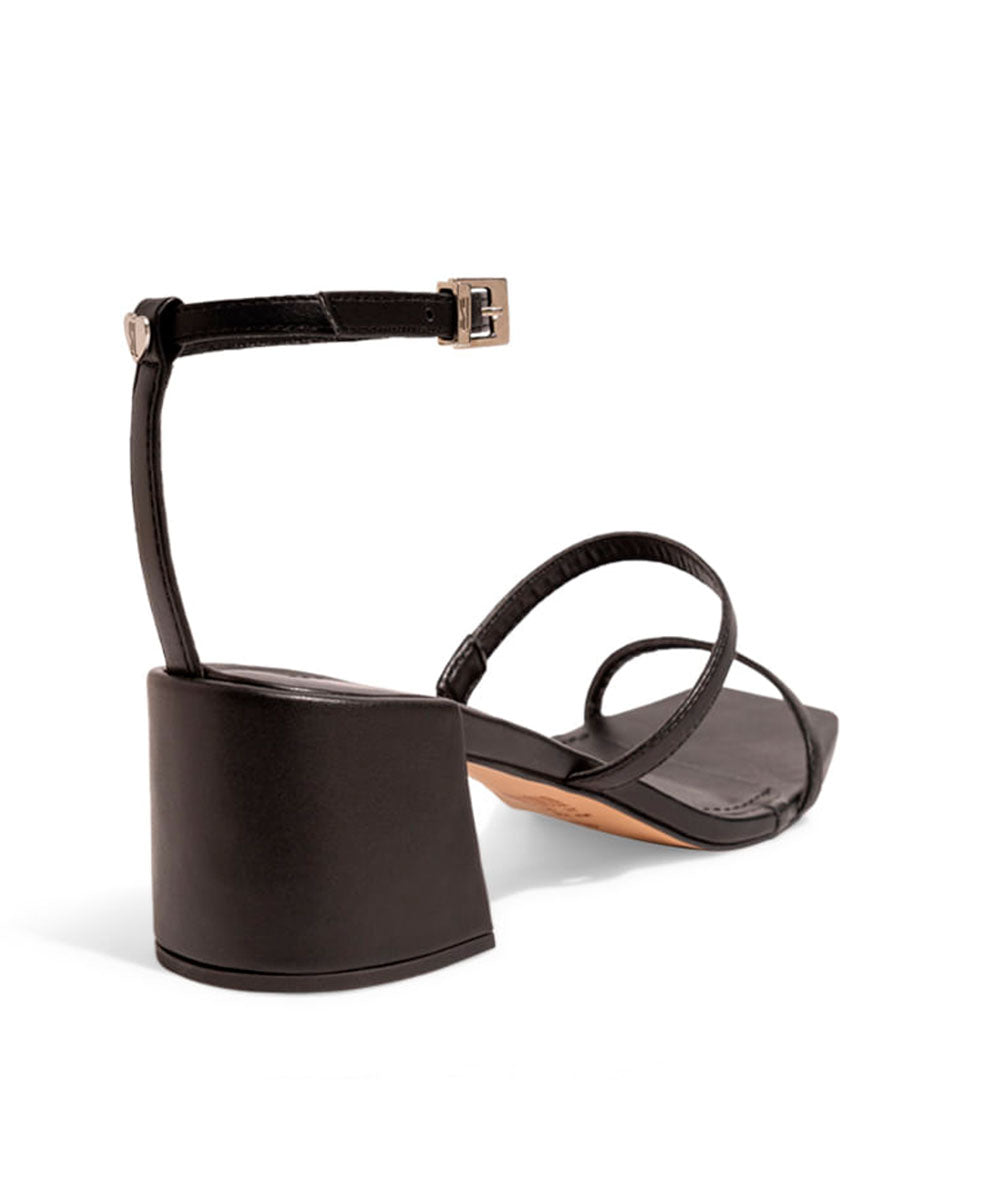 Sandália Santa Lolla Preta Salto Bloco Baixo com Tiras Finas