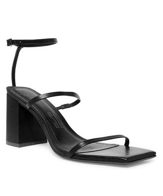 Sandália Santa Lolla Preta Tiras Salto Grosso