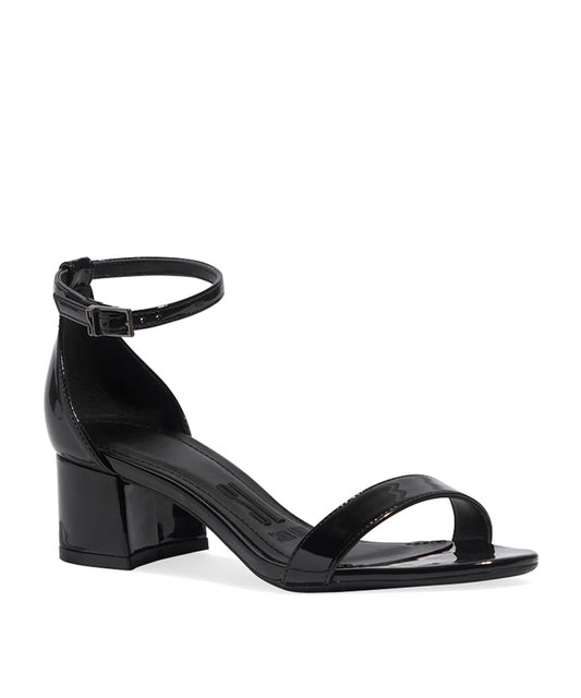 Sandália Santa Lolla Preta Verniz Salto Bloco Baixo