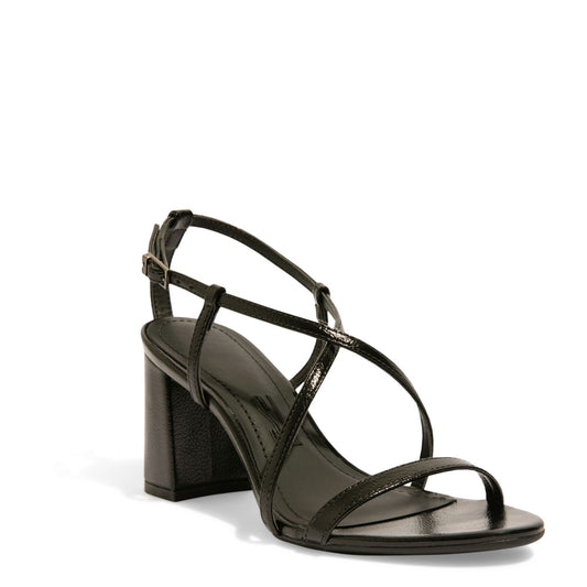 Sandália Santa Lolla Preta Verniz Salto Bloco Médio