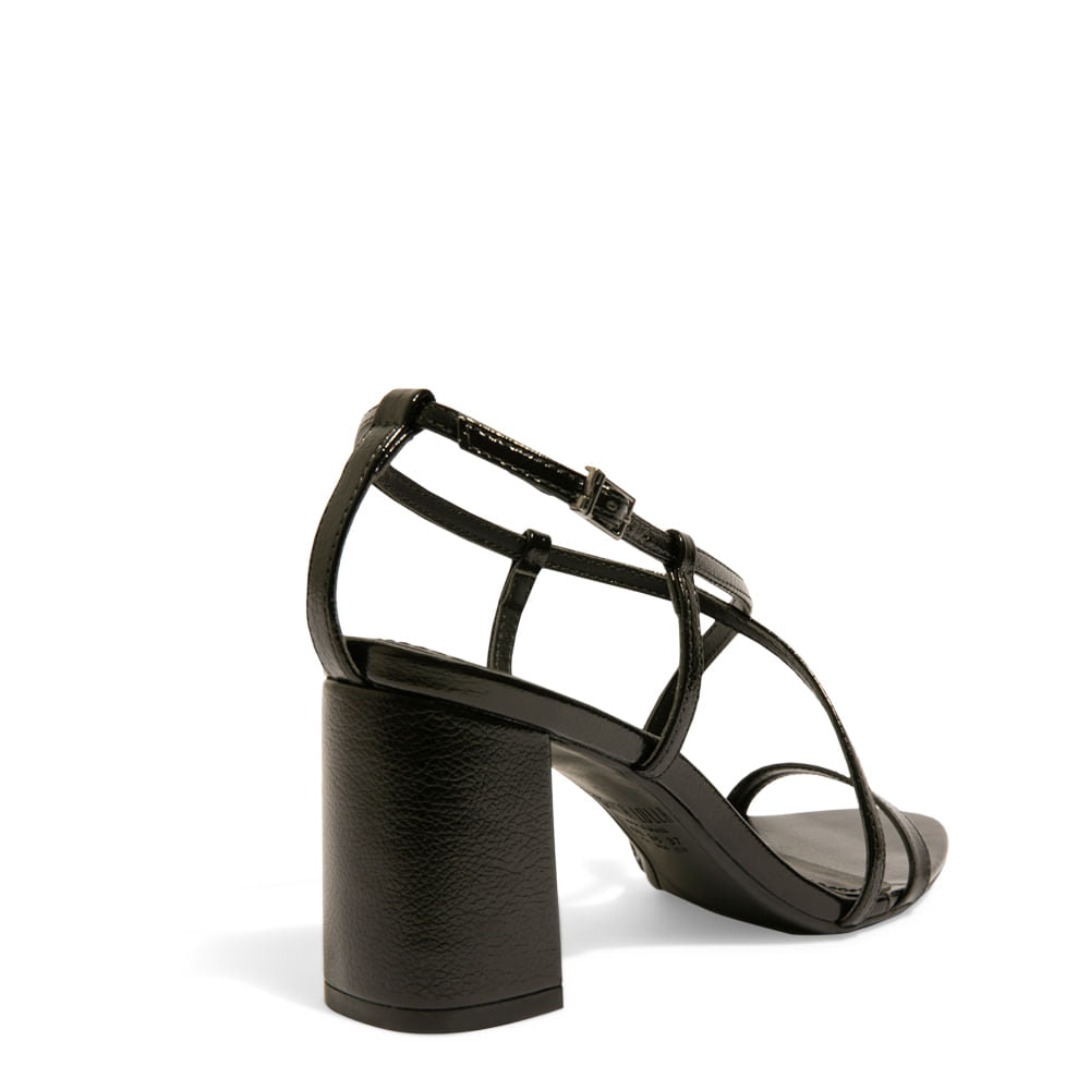 Sandália Santa Lolla Preta Verniz Salto Bloco Médio