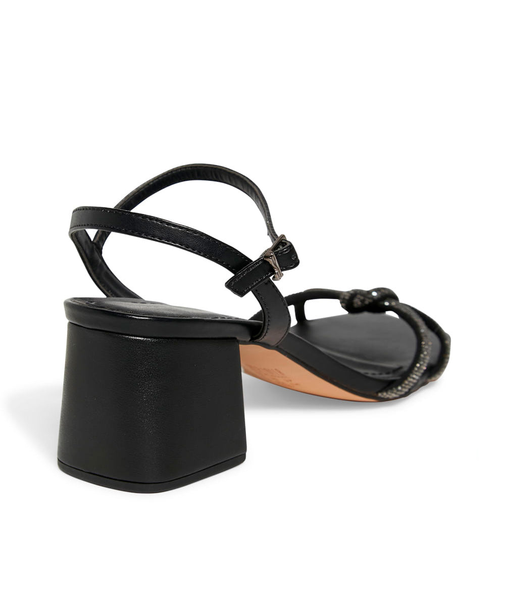 Sandália Santa Lolla Preto Strass Salto Grosso