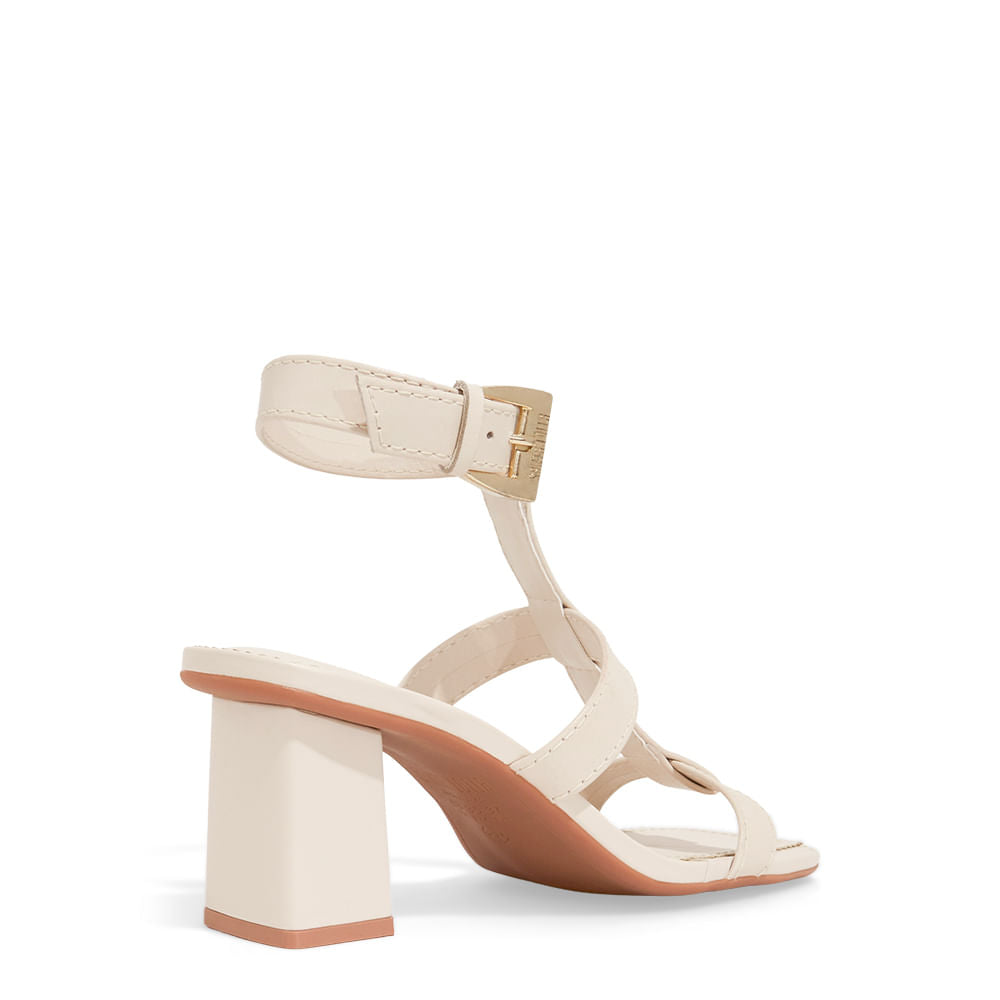 Sandália Santa Lolla Salto Bloco Off White Tiras Grossas