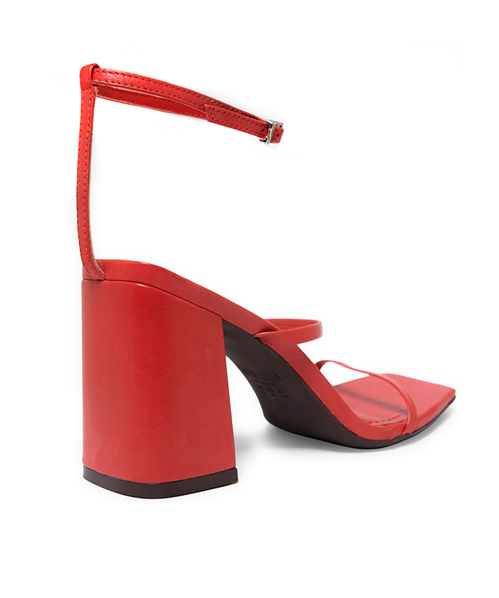 Sandália Santa Lolla Vermelho Tiras Salto Grosso