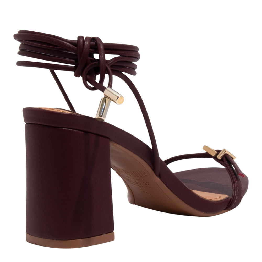 Sandália Santa Lolla Vinho Amarração Salto Bloco