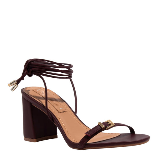 Sandália Santa Lolla Vinho Amarração Salto Bloco